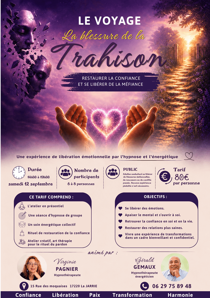 Atelier Blessure de Trahison à La Rochelle | 12 septembre